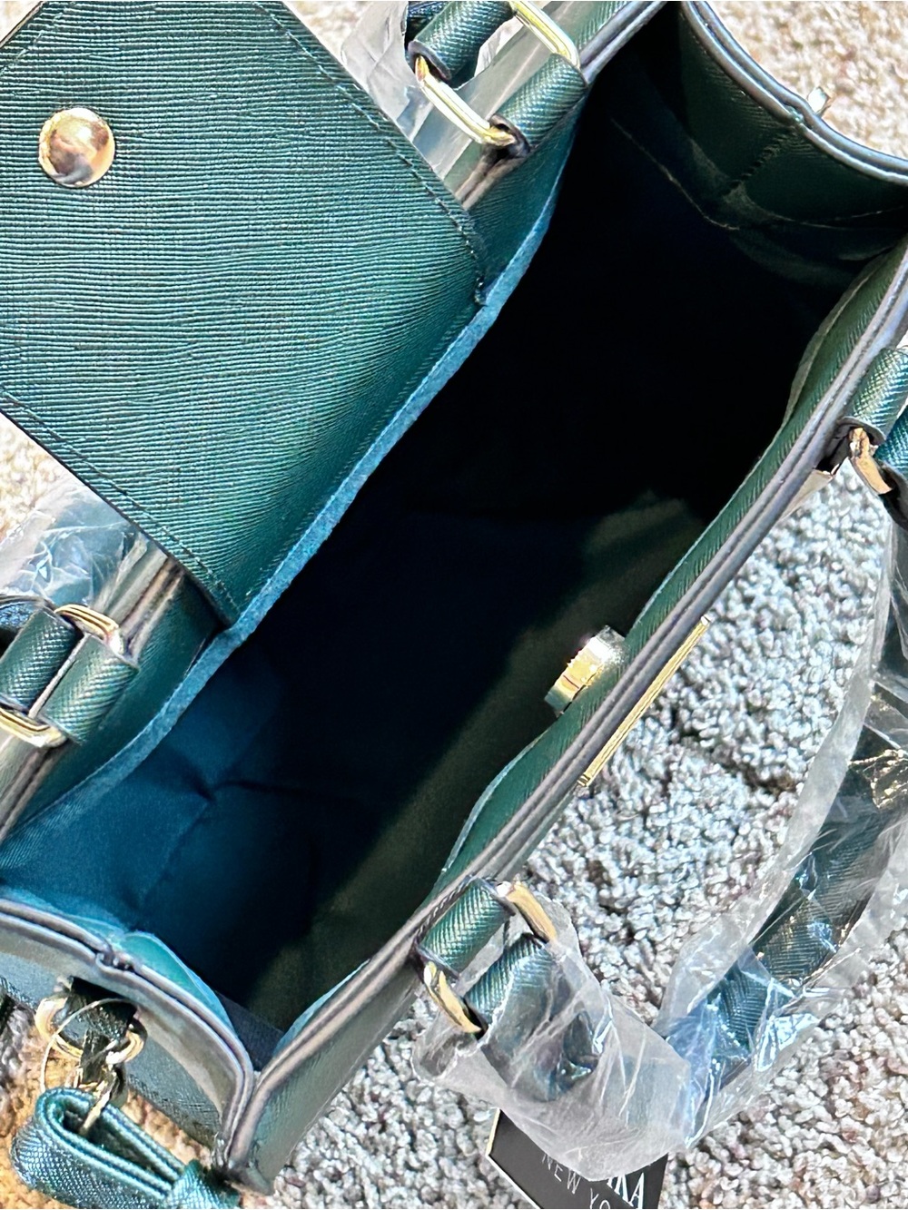 Badgley Mischka Vegan Saffiano Leather Emerald Green Crossbody Handbag 9x8 NEW - Picture 9 of 15